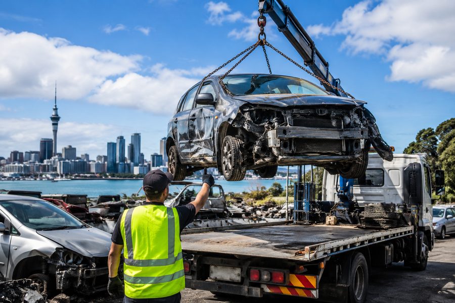 Mega Car Collection tow truck collecting a car in Auckland
